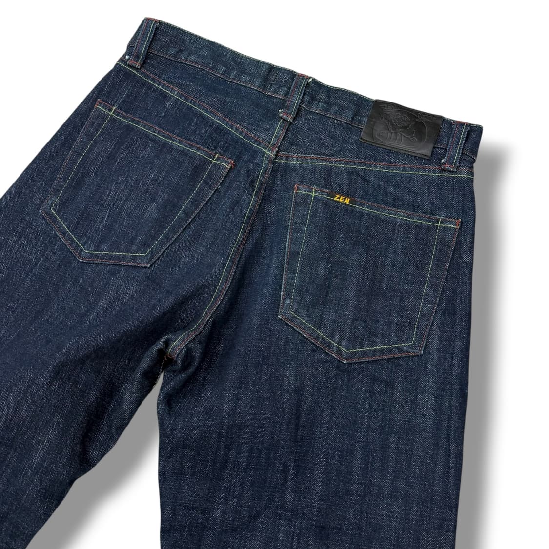 JPN zen 유화 잉어 페인팅 진청 데님팬츠 상품이미지5