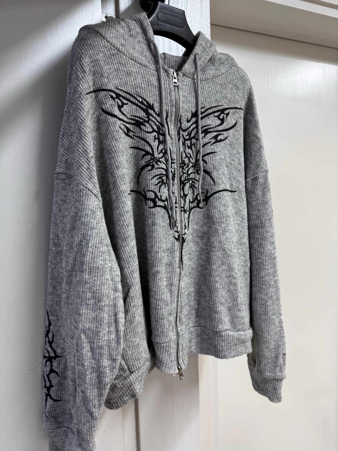 하이파이펑크 니트 프린팅 후드집업 상품이미지1