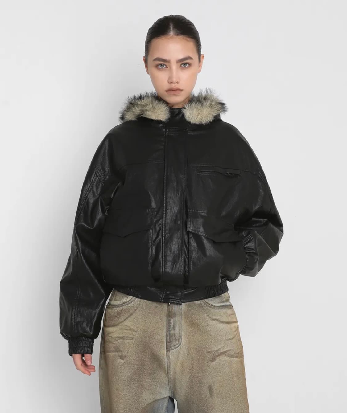 Sandric REVERSIBLE FUR LEATHER JUMPER 상품이미지3