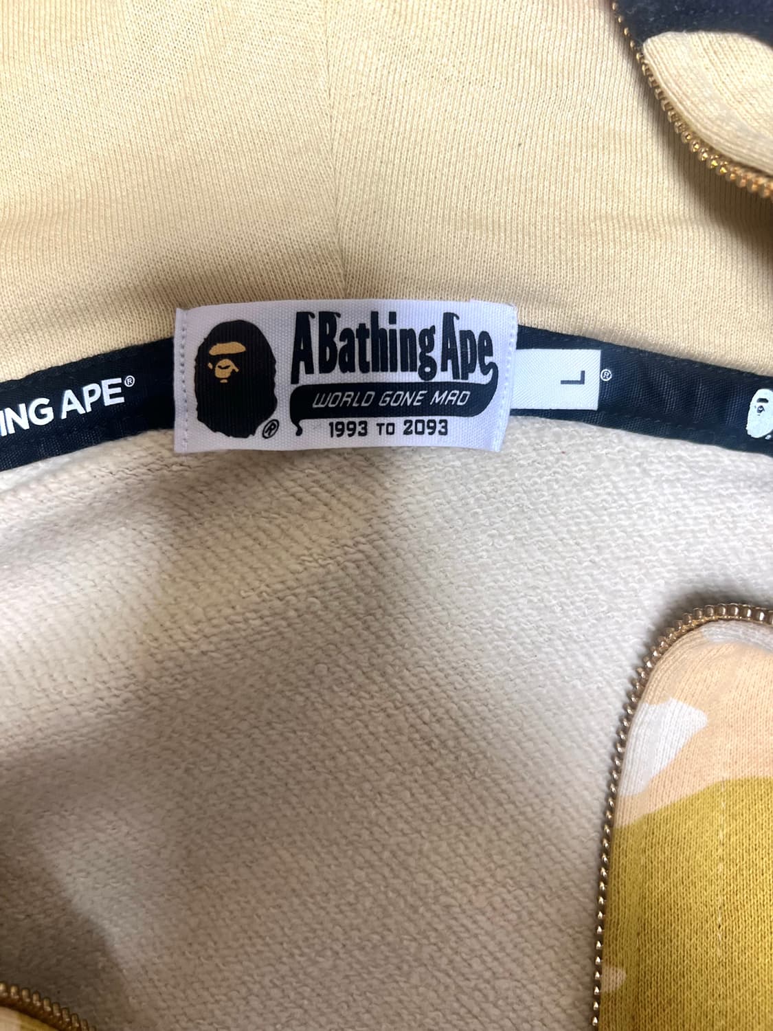 베이프 컬러 카모 더블 샤크 풀 집 후드 미스티드 옐로우 상품이미지3