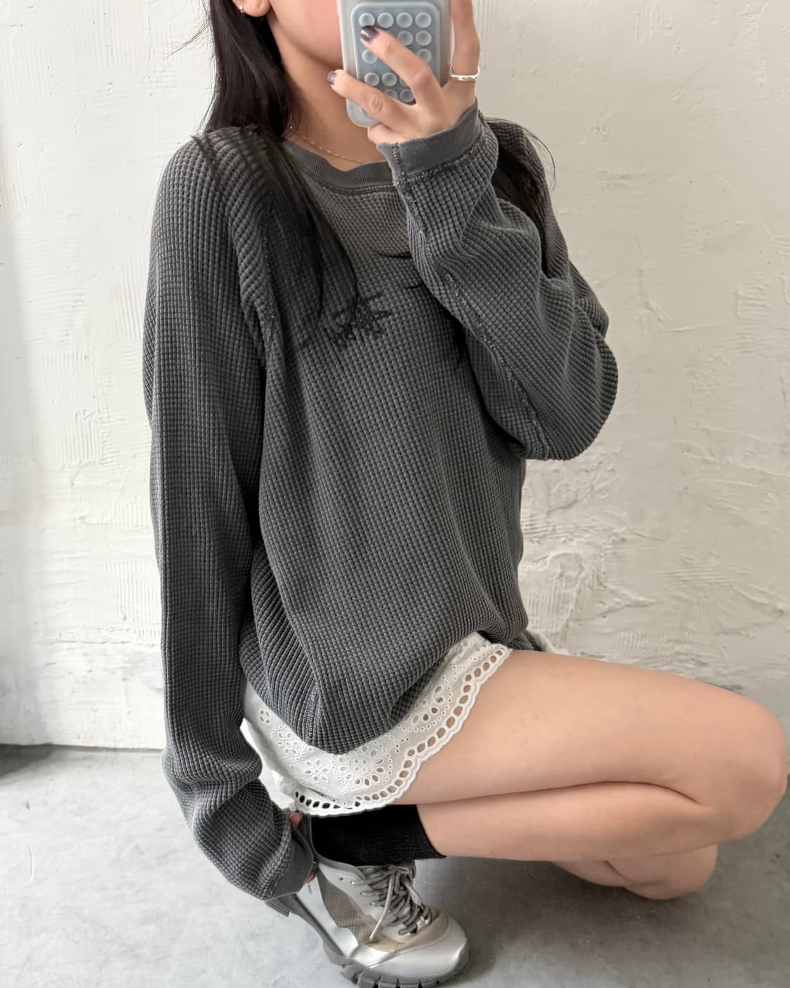 Stussy 스투시 와플 슬리브 차콜컬러 상품이미지3
