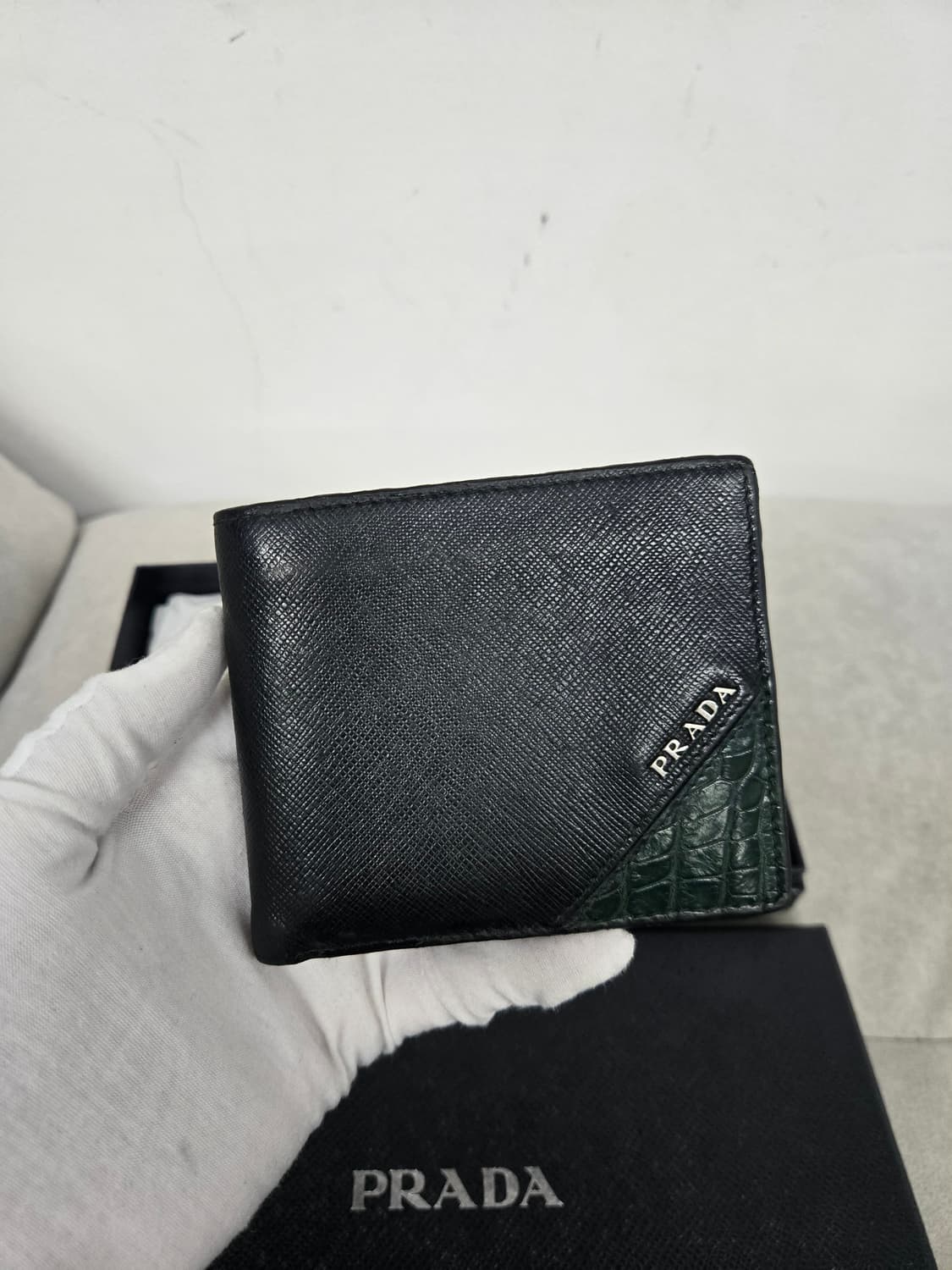 [보증서 정품]프라다 크로커다일 반지갑 상품이미지5