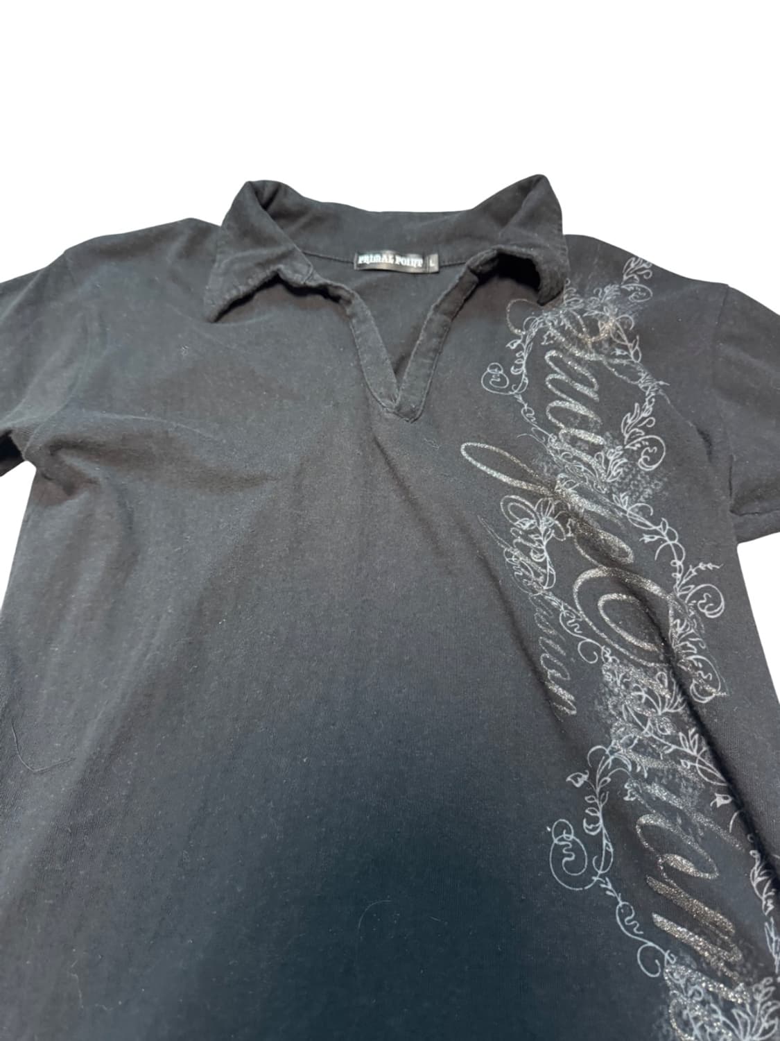 00s Style Printed Detail Black T-shirt 상품이미지2