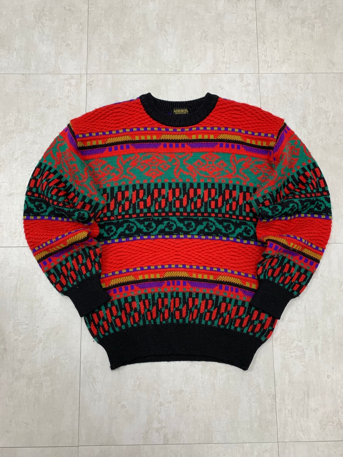 Aderos 레드 패턴 니트 #452 상품이미지1