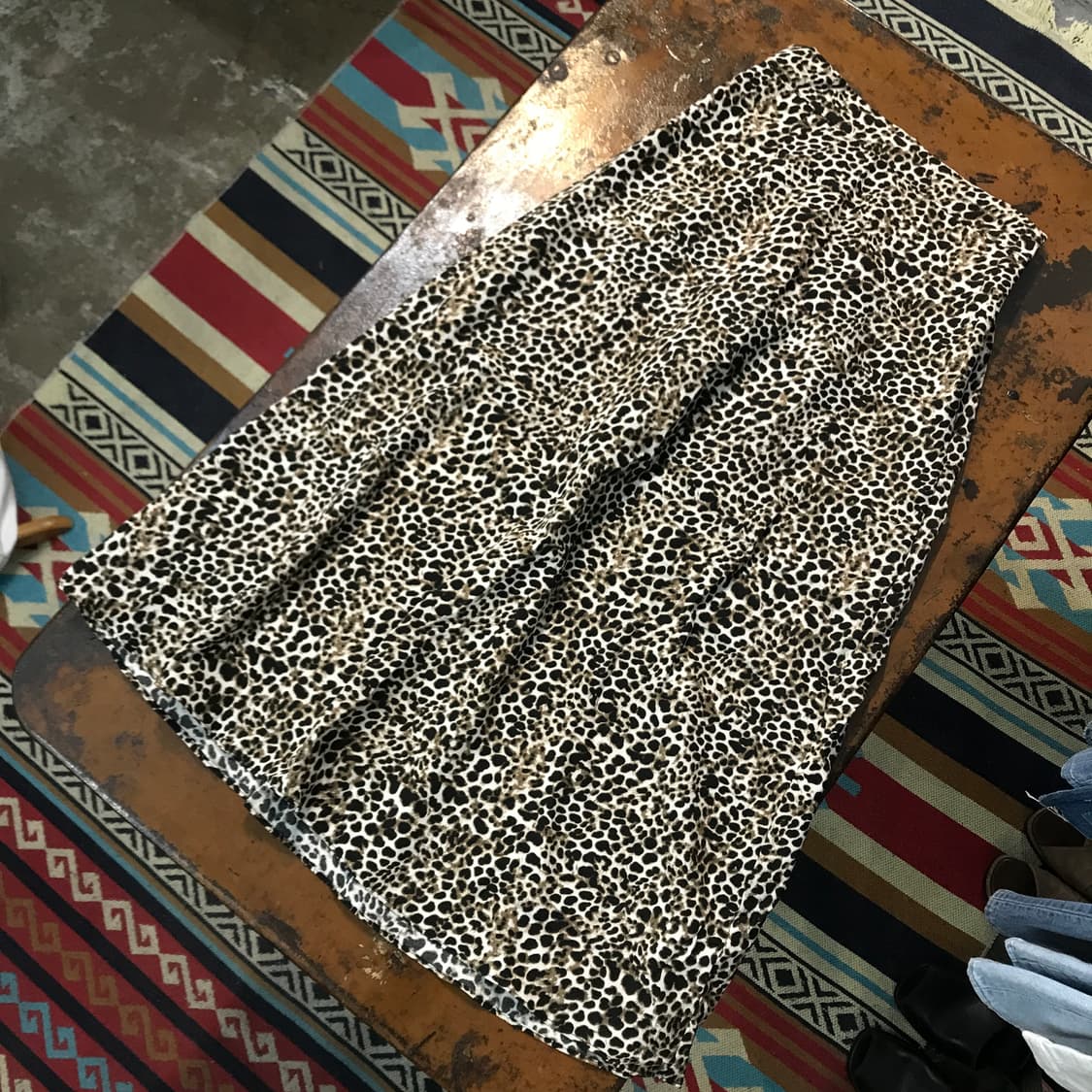 VTG 빈티지 레오파드 패턴 A라인 밴딩 롱 스커트 허리 24 27 상품이미지1