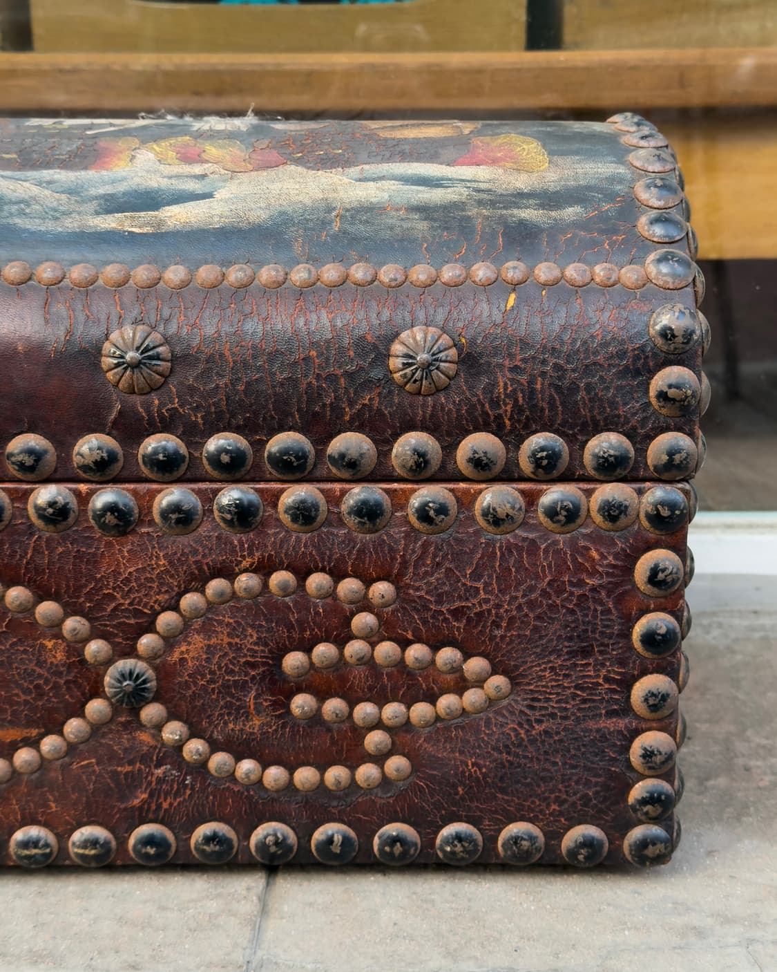 빈티지 소품 유럽 가죽 트렁크 상품이미지5