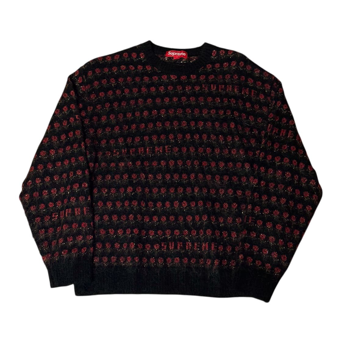 슈프림 플라워 메탈릭 스웨터 블랙 M 상품이미지3