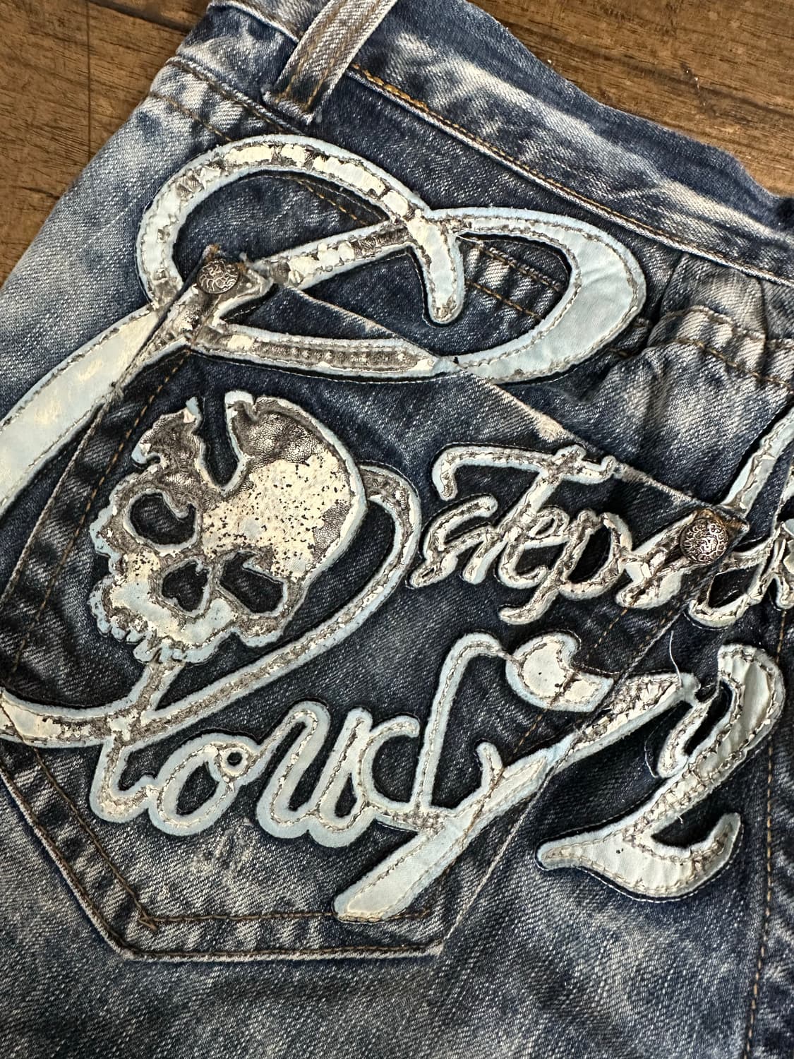 Y2K Poison Denim 스컬 워싱 데님 32 상품이미지2