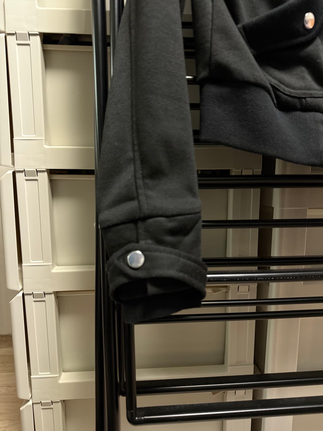 거의새상품) Y2K 스냅버튼 디테일 집업자켓 - 블랙 상품이미지3