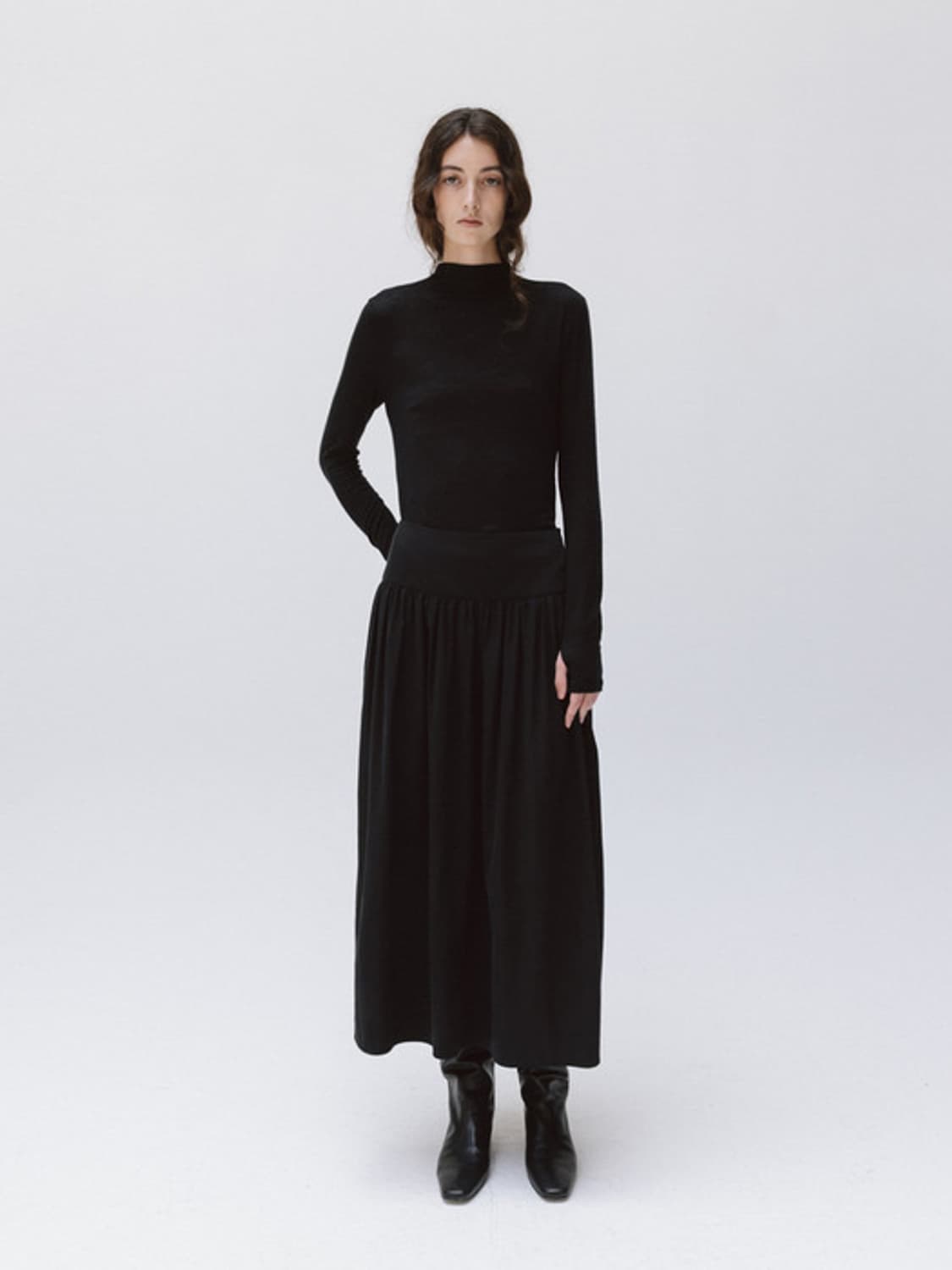 모이아 soft shirred skirt black S 상품이미지1