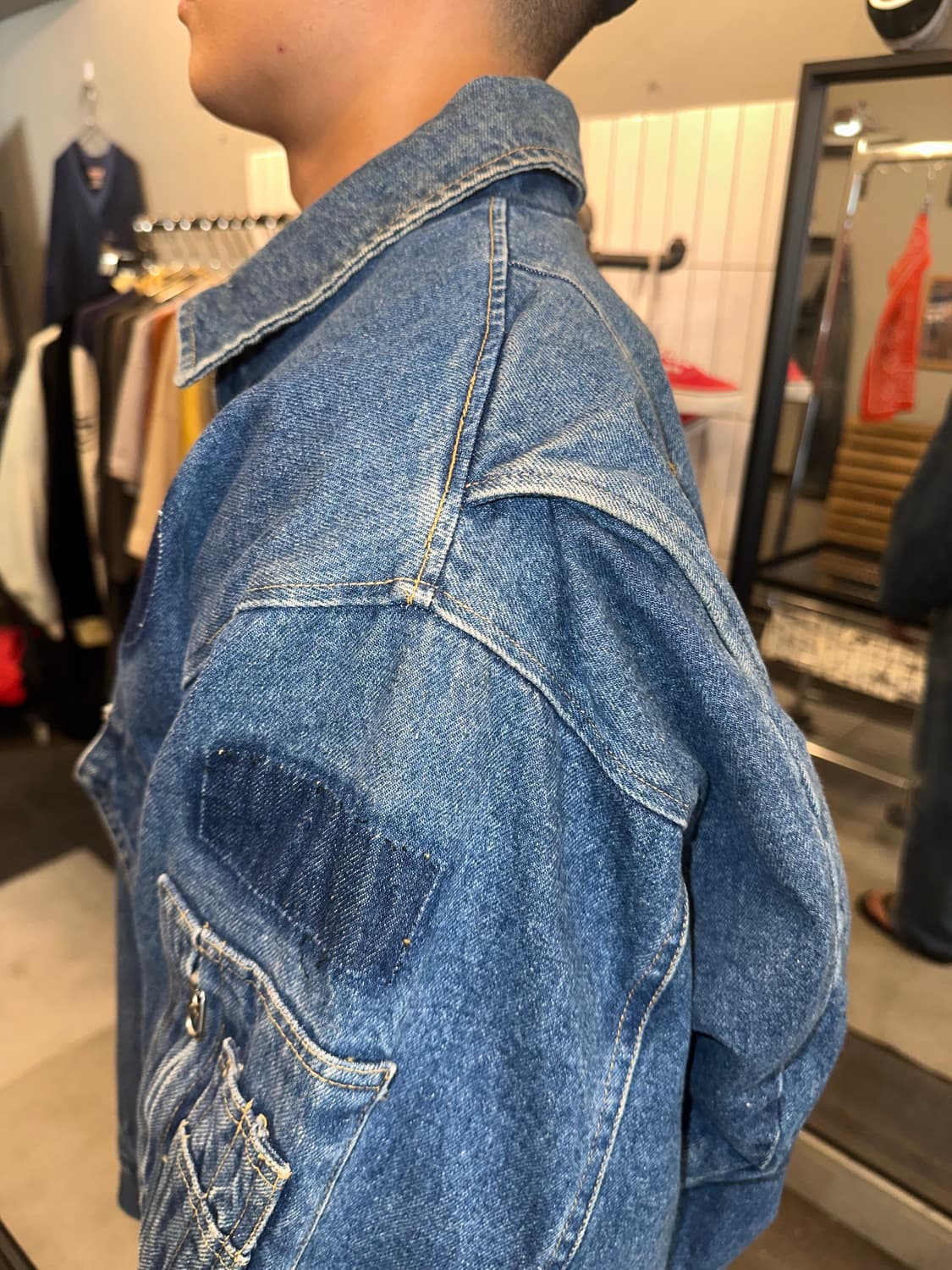 90’s Japanese patch denim flight jacket 상품이미지4
