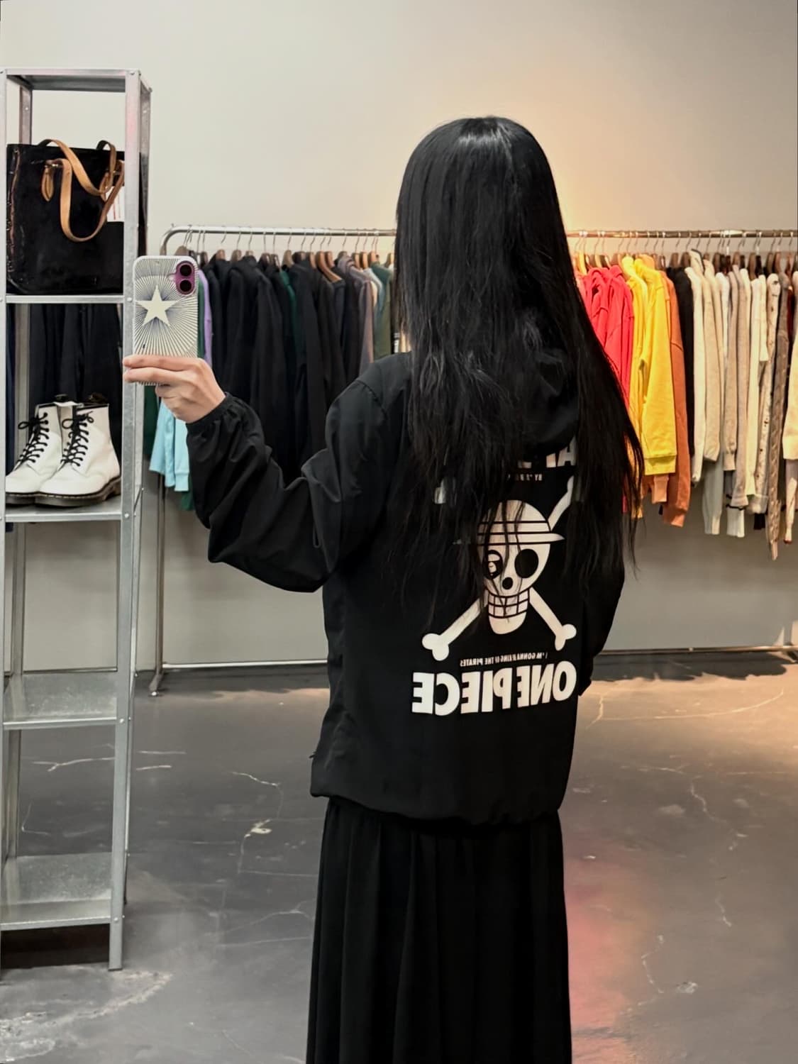 에이프 X 원피스 블랙 나일론 후드집업 바람막이 자켓 A3810 상품이미지2