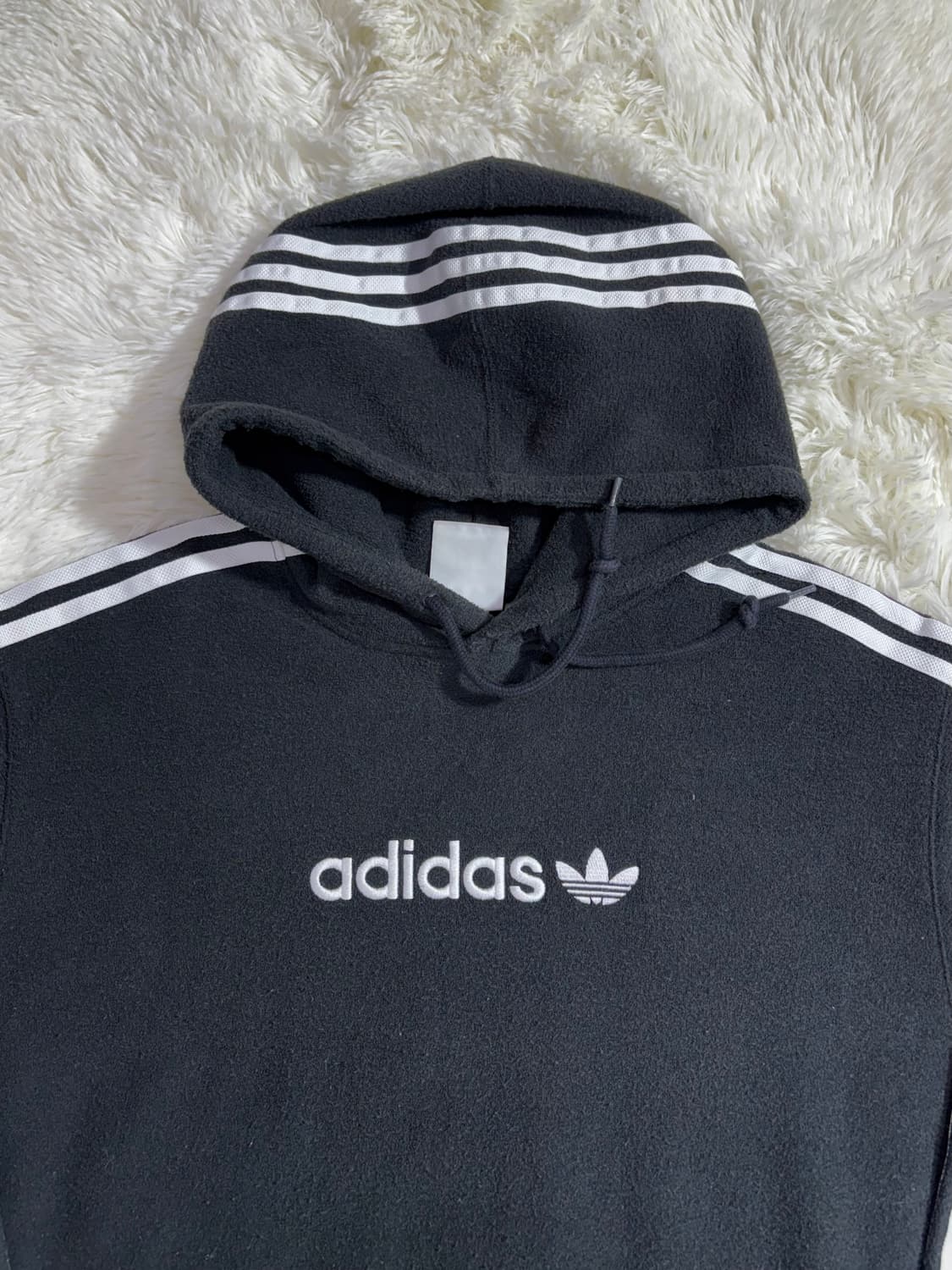 아디다스 블랙 빅로고 플리스 후드  상품이미지5