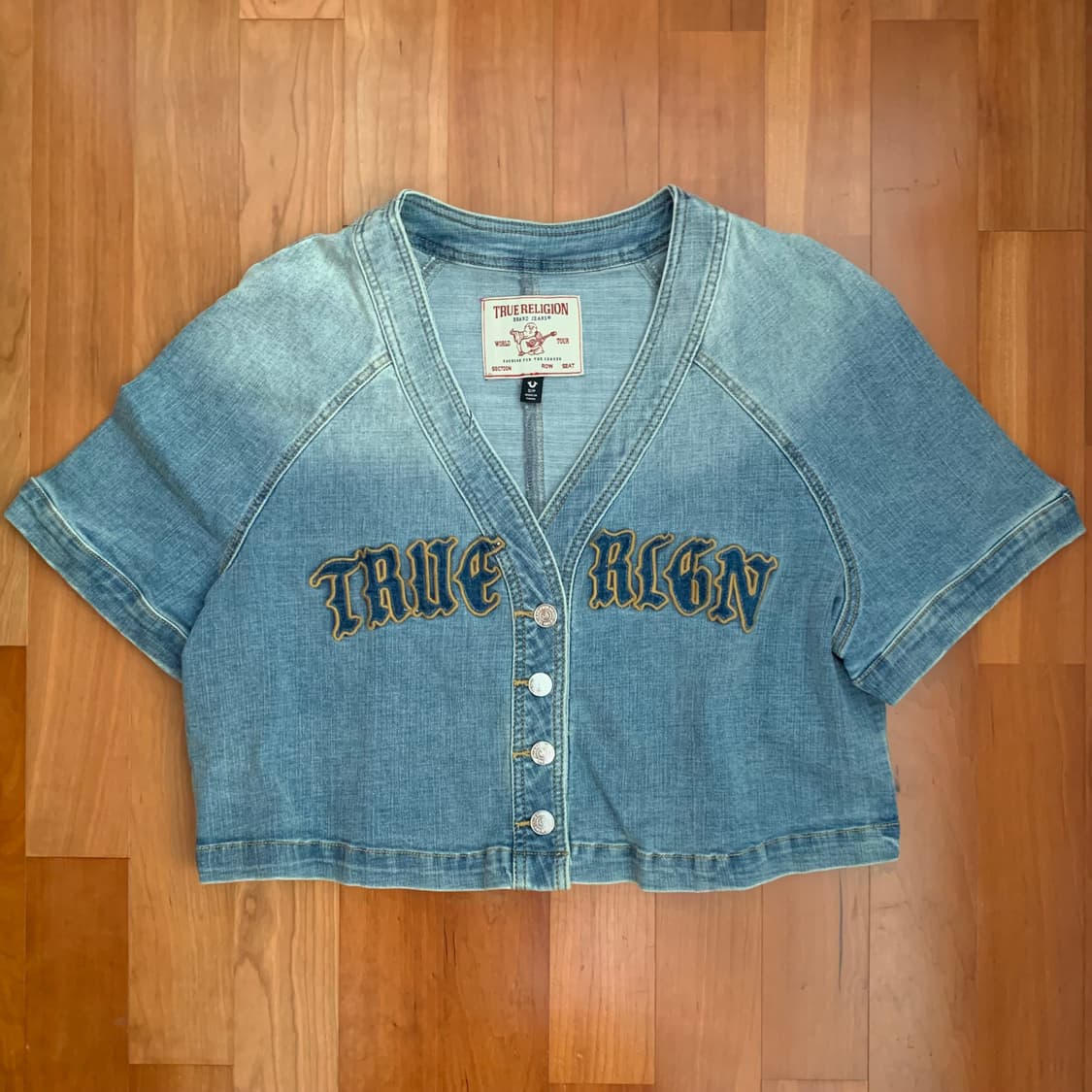 [사이즈S,M] 트루 릴리젼 크롭 데님 저지 상품이미지2