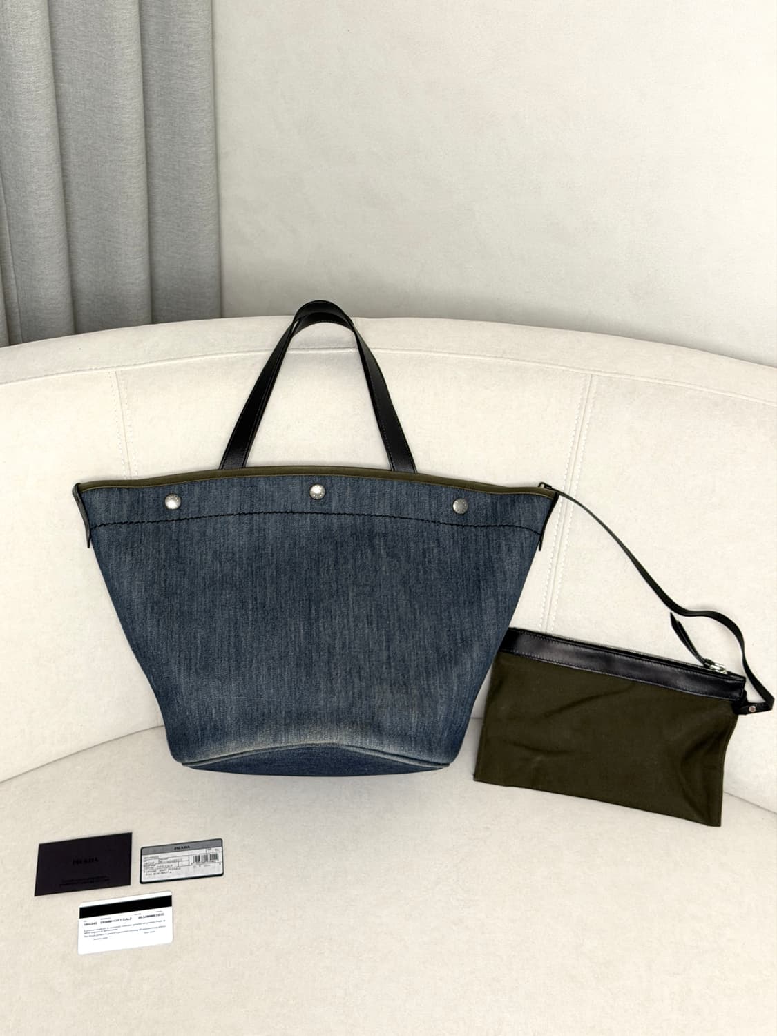 프라다 데님 시티 카프스킨 쇼퍼백 상품이미지3