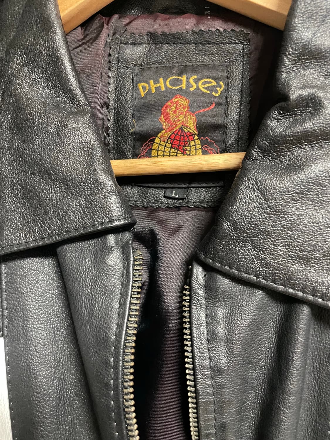 Phase3 국기 패치 가죽 자켓 블랙 (L 100-105 추천) 상품이미지3