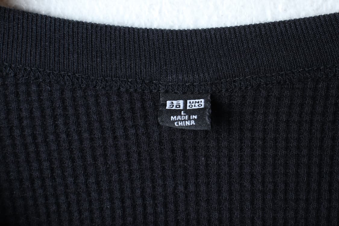 (L-XL) 유니클로 반팔 티셔츠 와플 무지 블랙-H32743 상품이미지5