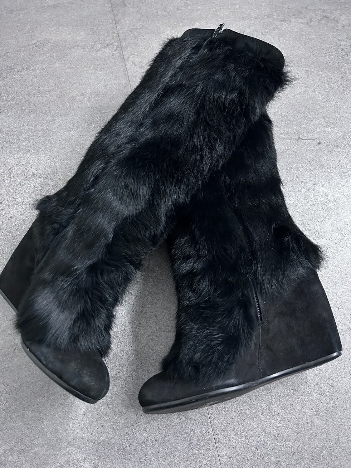 Ash 아쉬 풀 오버 래빗 퍼 웨지 롱 부츠 상품이미지4