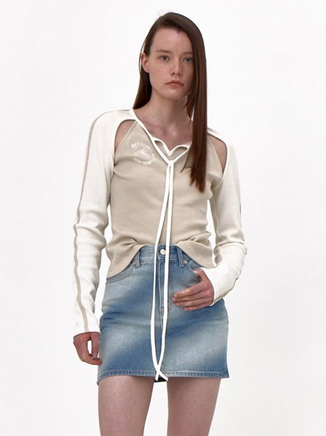 Kijun 기준 레글런 와플 탑 컷아웃 티셔츠 상품이미지3