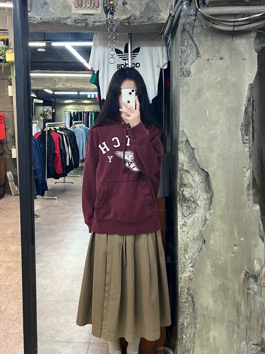 아베크롬비 기모 후드티 버건디 L #csz2737  상품이미지2