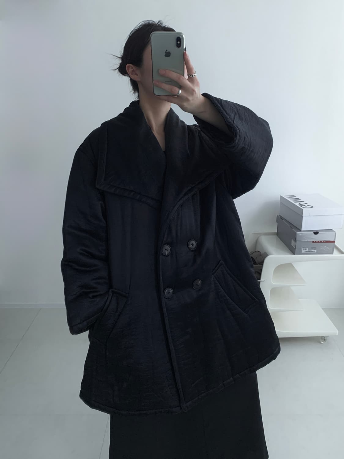 Shiny Padded Double Coat 상품이미지1