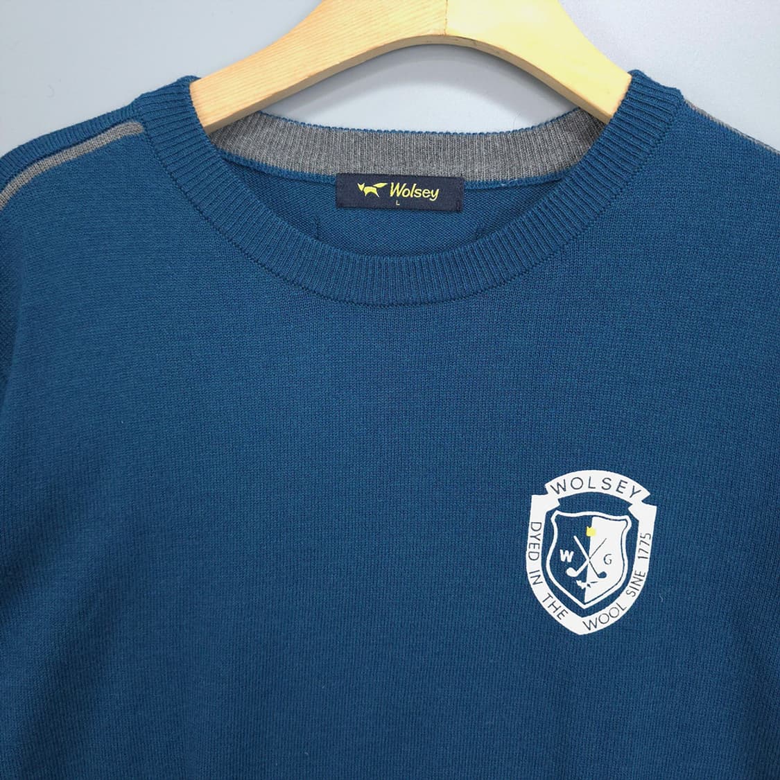울시 WOLSEY 로고 크루넥 니트 블루 L 상품이미지2