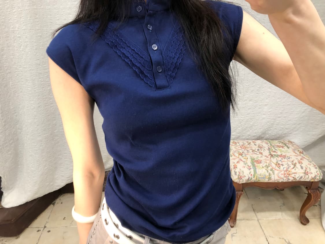 navy elegance collar top 상품이미지5
