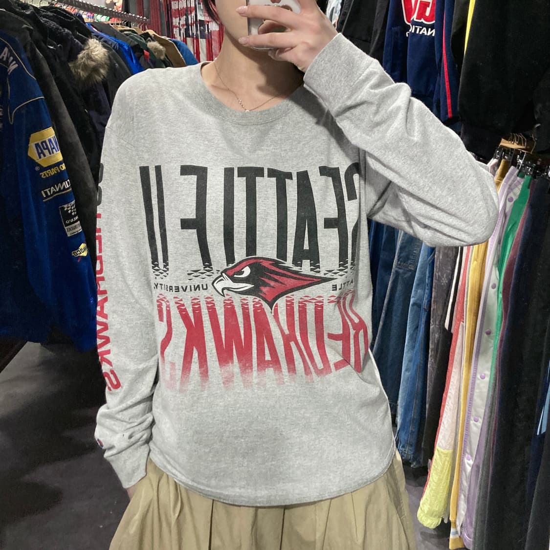 [IM] Champion 챔피온 시애틀 레드호크스 프린팅 스웻셔츠 그레이 상품이미지2