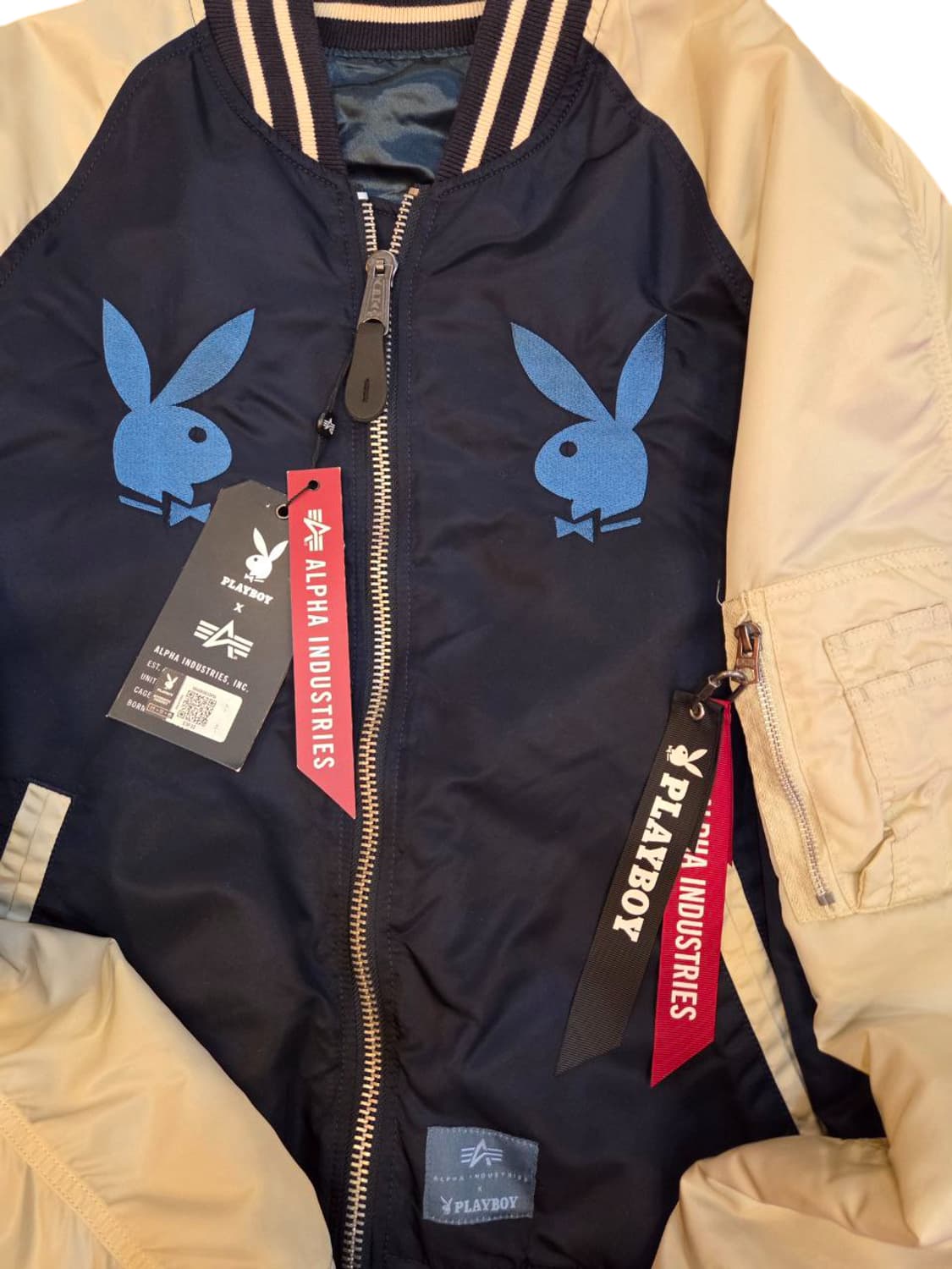 플레이보이 x 알파인더스트리 멀티 스택 봄버 자켓 블루 상품이미지3