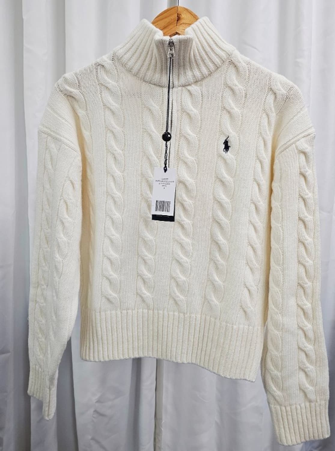정품/새상품 폴로여성케이블니트하프집업아이보리스웨터 상품이미지2