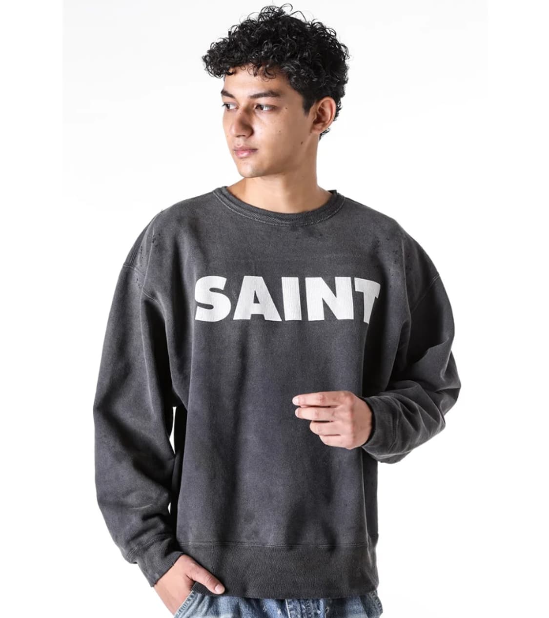 [새상품/XL] 세인트미카엘 SAINT 크루 로고 스웻셔츠 맨투맨 상품이미지1