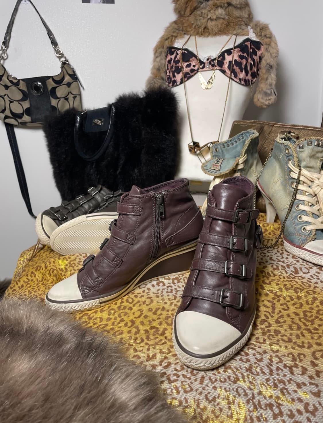 ash 가죽 웨지힐 스니커즈 브라운 상품이미지1