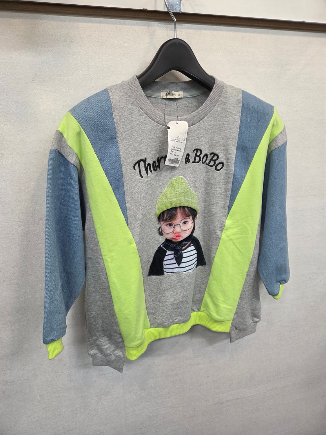 보보트리 키즈 베이비페이스 데님 면 맨투맨 120 오버핏 상품이미지6