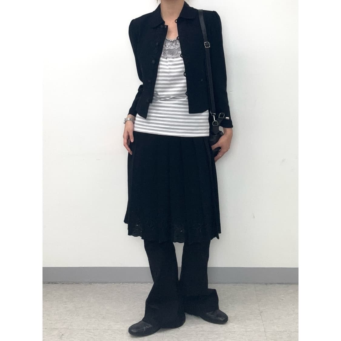 빈티지 블랙 블레이저 스커트 셋업 상품이미지2
