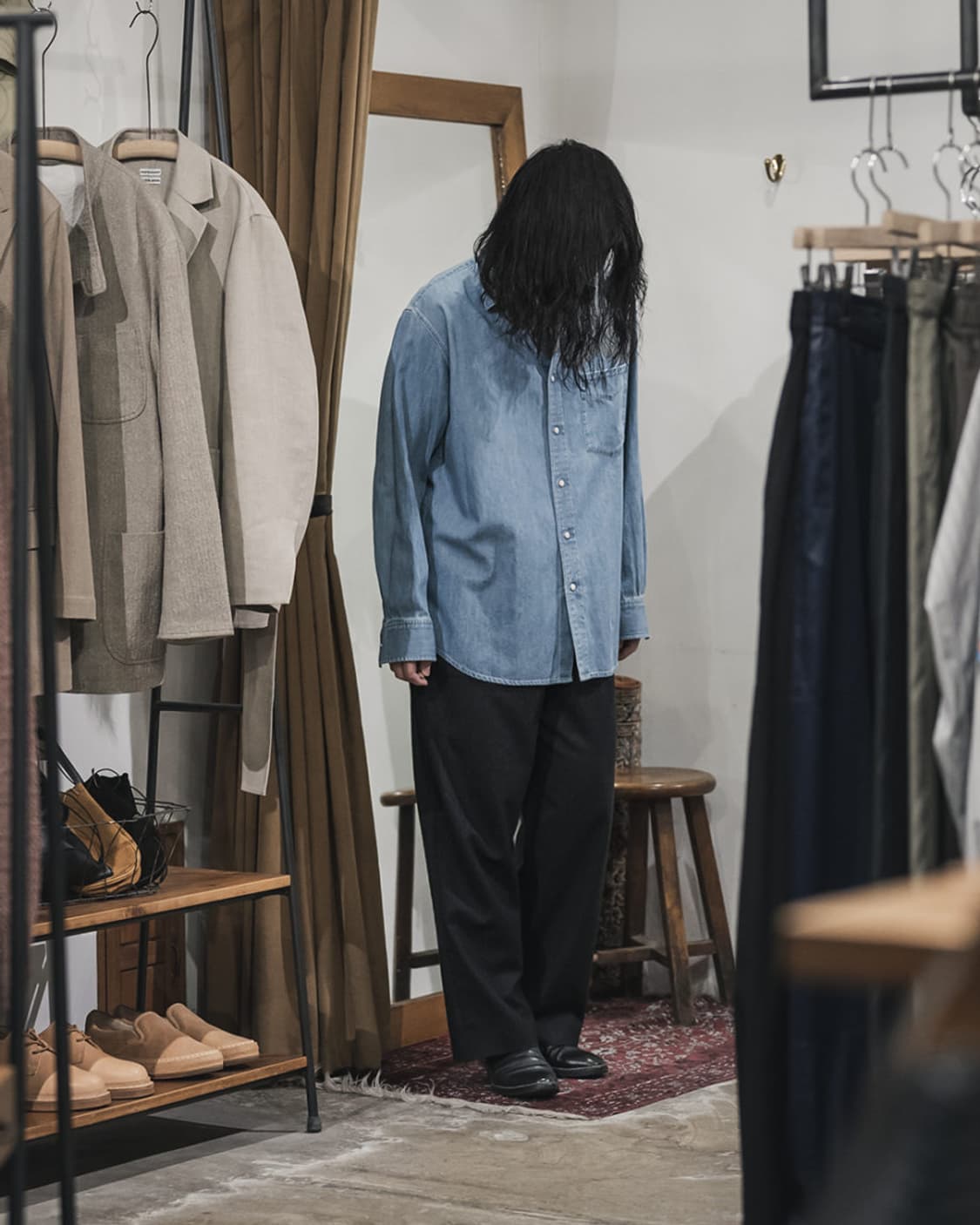 오라리 셀비지 슈퍼 라이트 데님 셔츠 상품이미지8