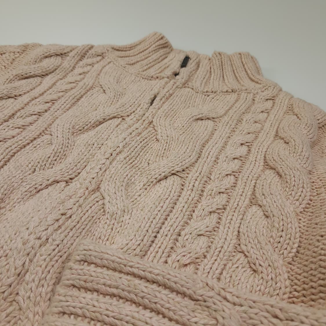 CL204 M 엘엘빈 코튼 케이블 오트밀 풀집업 니트 스웨터 상품이미지4