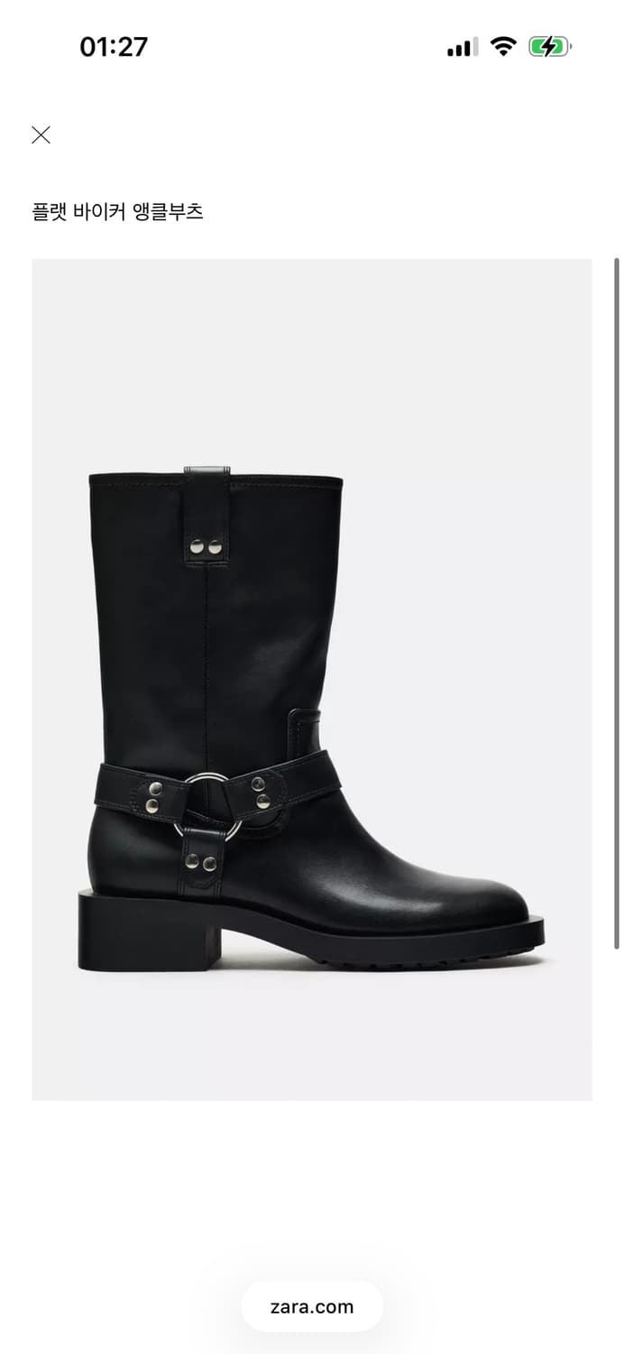 새상품) 240 EU37 자라 플랫 바이커 앵클 부츠  상품이미지1