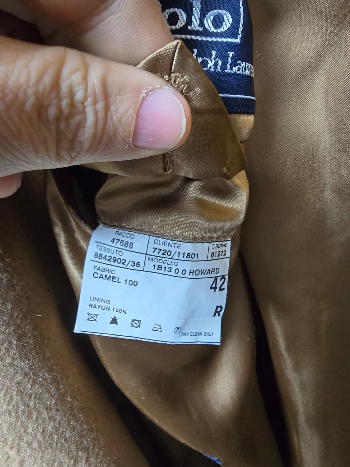 42R 폴로 카멜헤어 100프로 코트 상품이미지6