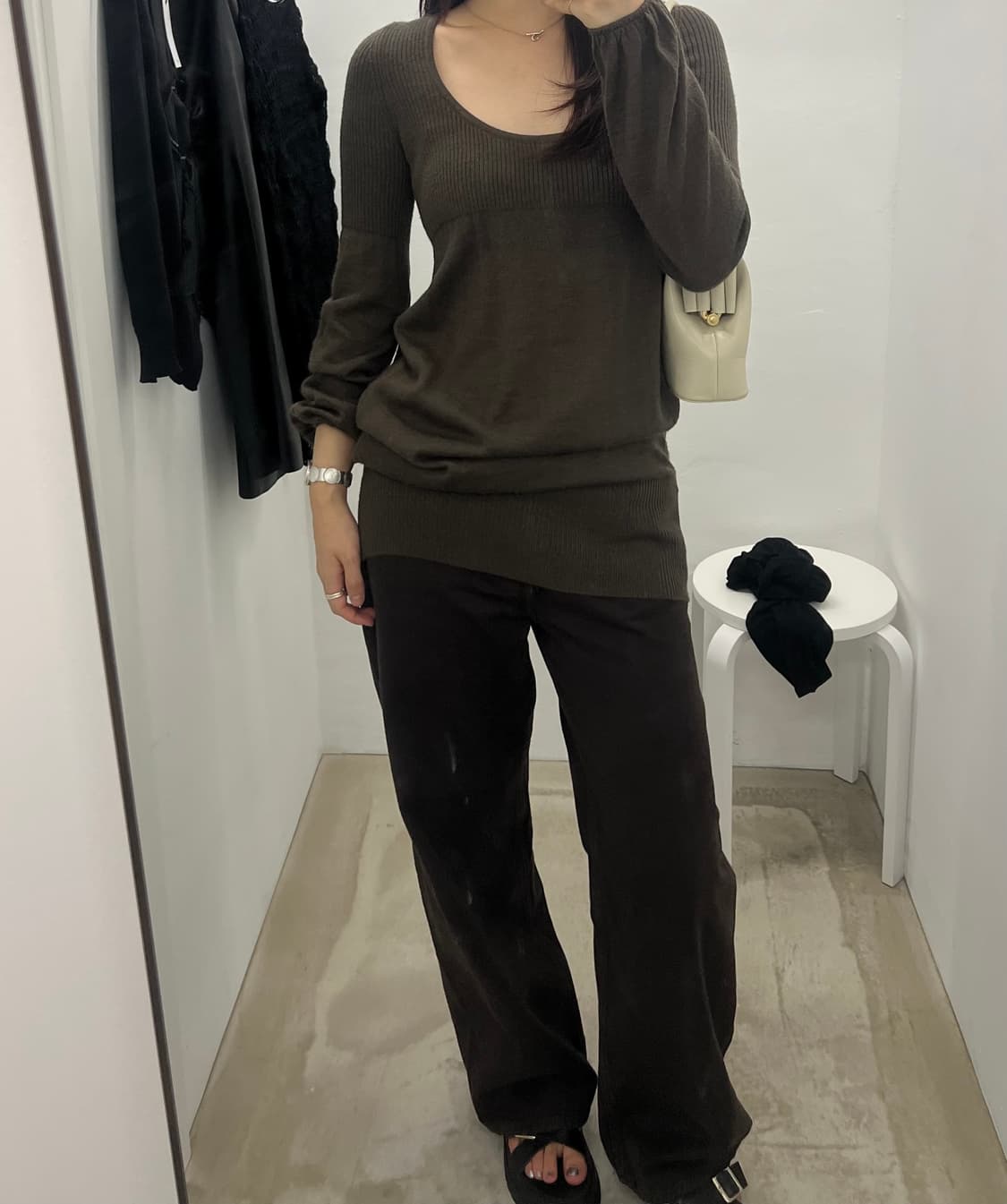 시슬리 sisely brown long knit 상품이미지2