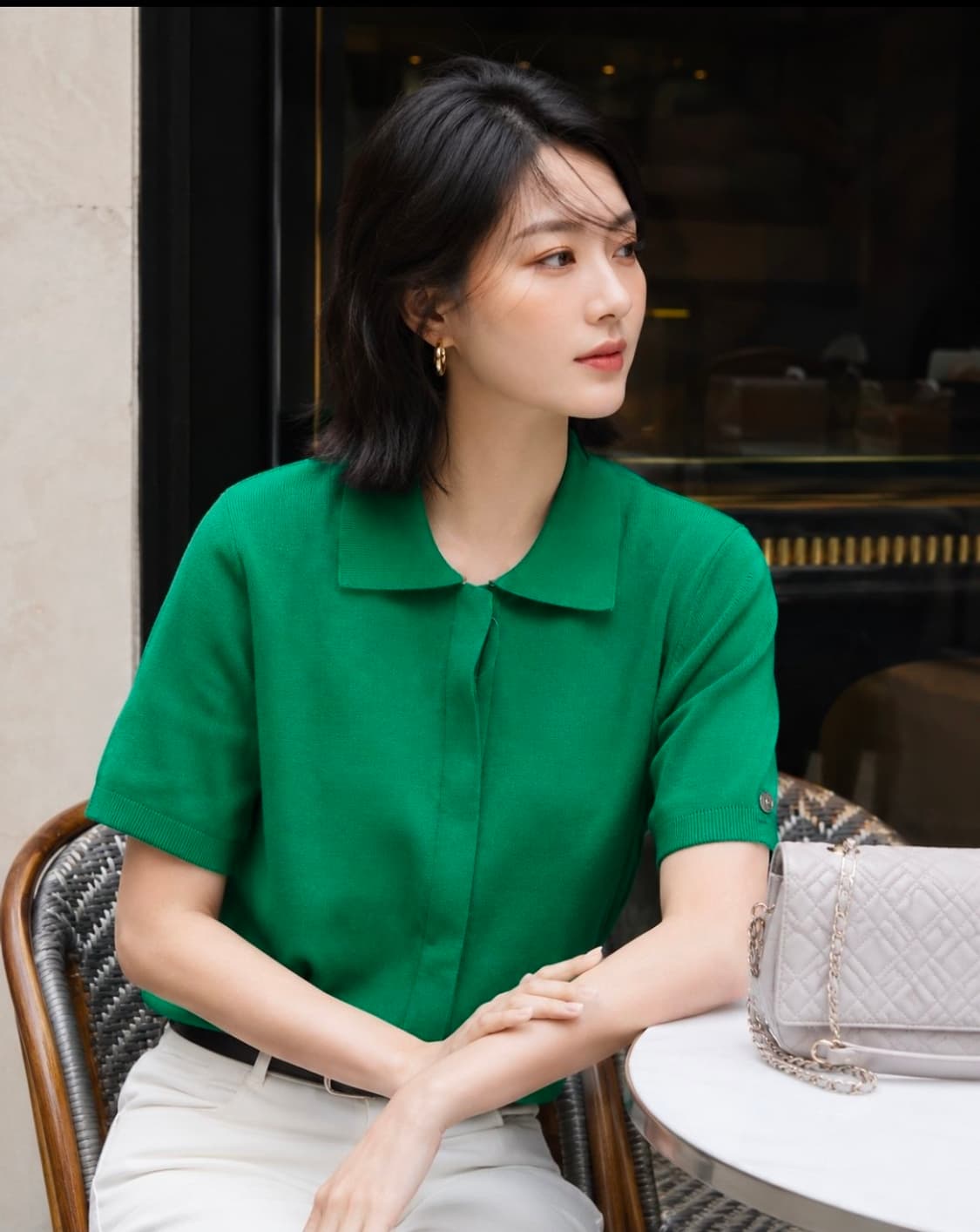 새상품 엘르 ELLE 린넨 여자 반팔 니트 90 55 66 상품이미지8