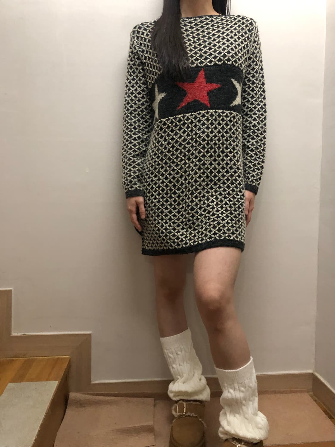 빈티지 블랙 키치 니트 원피스 상품이미지8