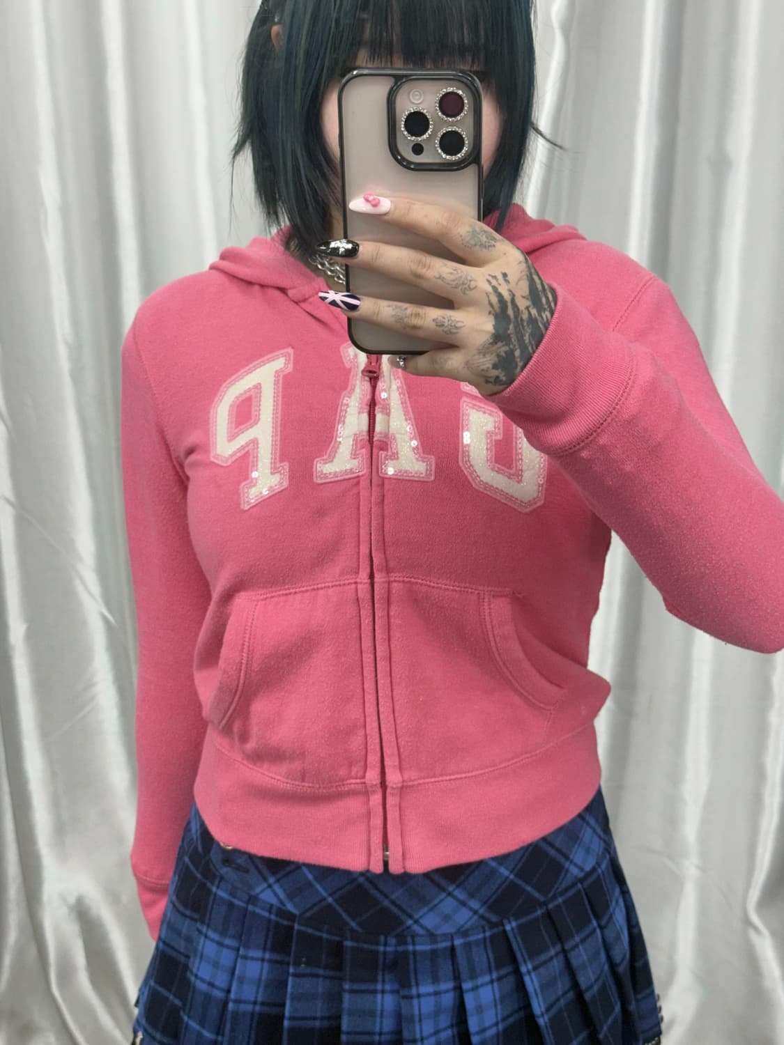 GAP hot pink crop hood zip-up 상품이미지1