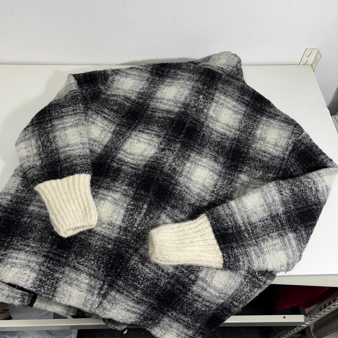 36 이자벨마랑 에뚜왈 체크 투웨이 알파카 니트집업 자켓 상품이미지3