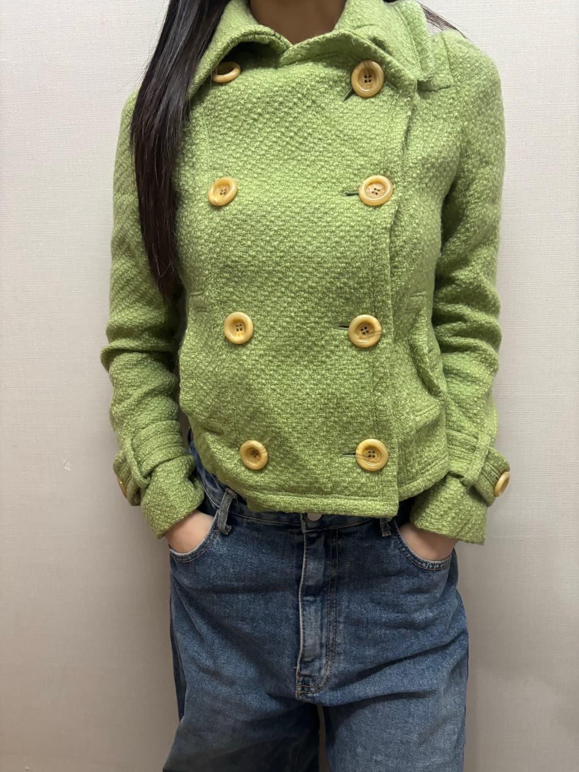 빈티지 그린 트위드 자켓 상품이미지3