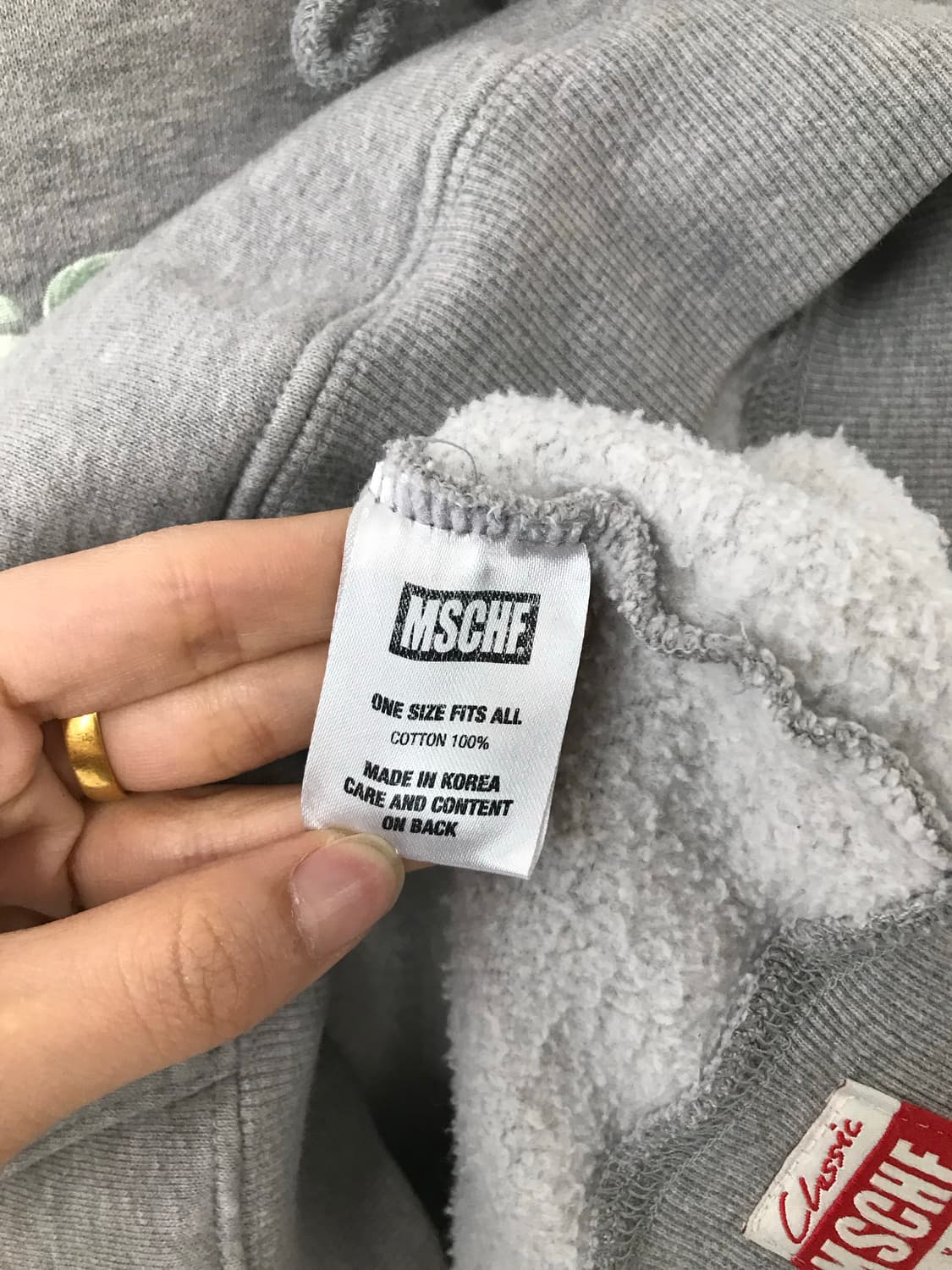 미스치프 자수로고 그레이 후드티 상품이미지5