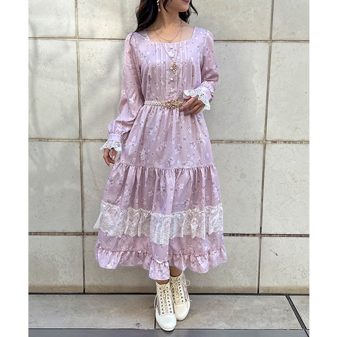 엑시즈팜 일본빈티지)플로럴 사쿠라 핑크 로맨틱 히메갸루stc 양산형원피스 상품이미지2