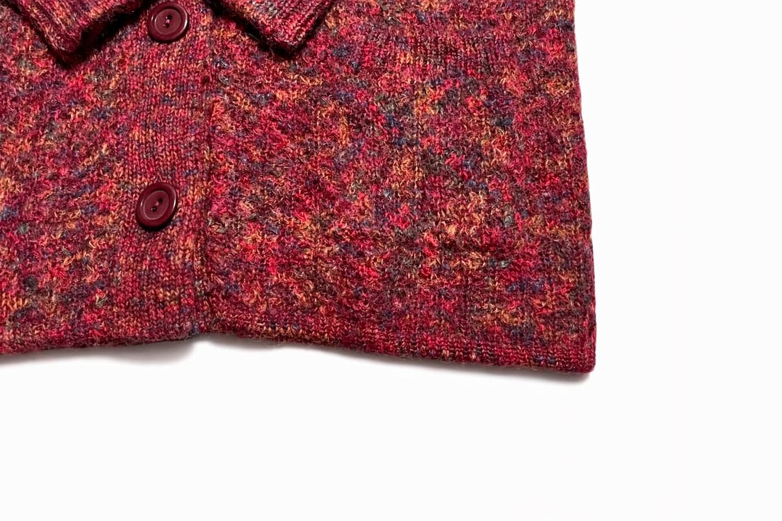 JPN 90s 일본 빈티지 모리걸 아메카지 울 니트 가디건 멜란지 버건디 상품이미지5