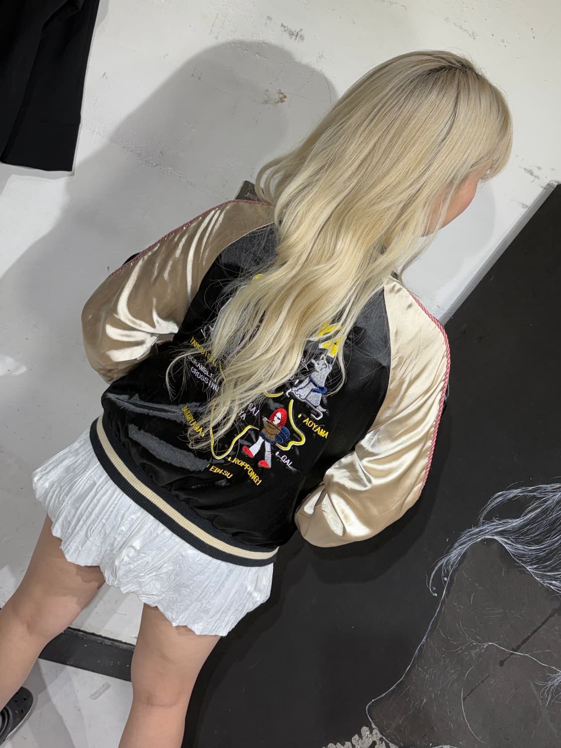 JPN 일본 빈티지 뱅퀴시 시부야 자수 사틴 스카쟌 수니베어 스카잔 상품이미지8