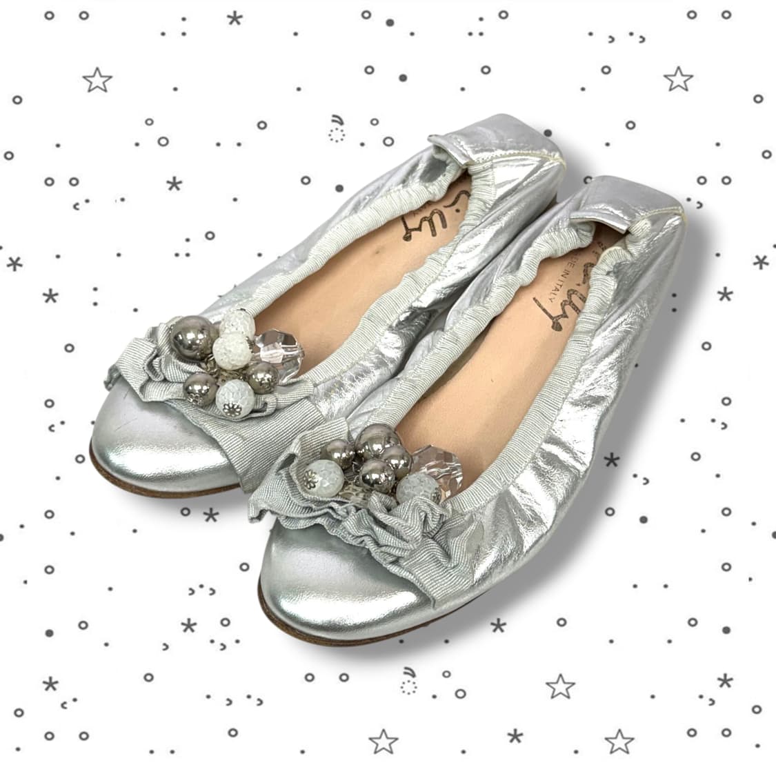 37.5 Milly 밀리 이태리 쥬얼 플랫 슈즈 실버 상품이미지1