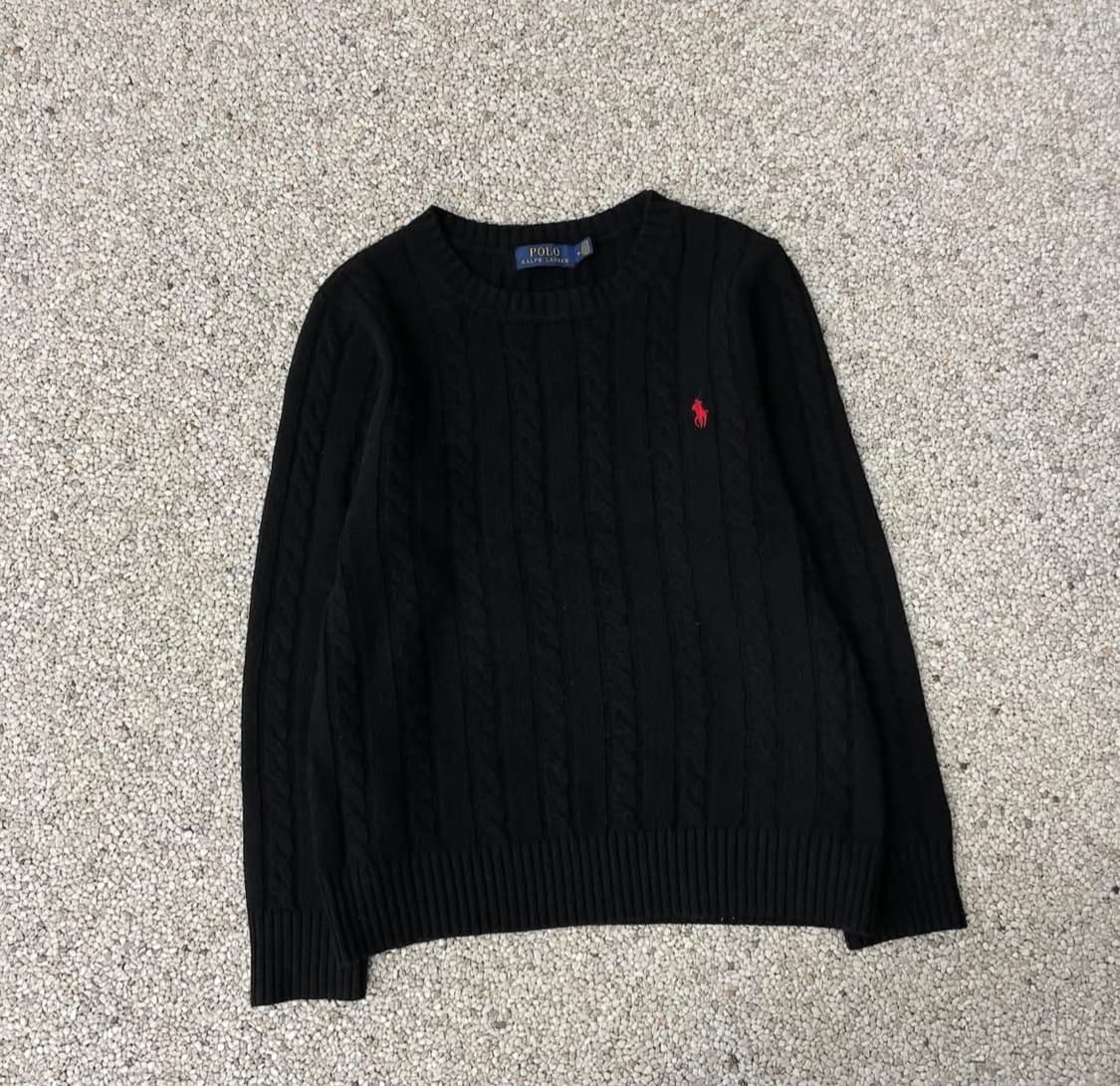 폴로 꽈배기 니트 블랙 상품이미지1